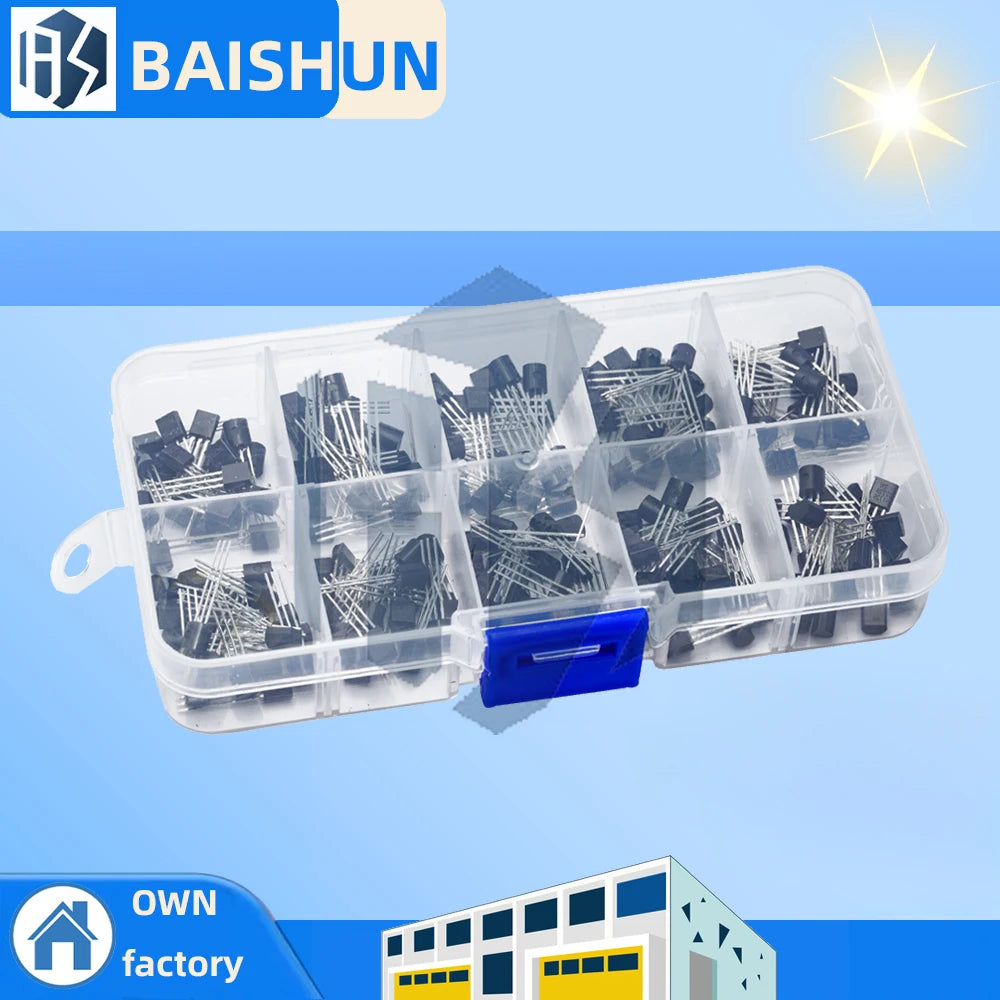 TO-92 Transistor Kit 200PCS 10 Types - BC337/BC327/S8050/S8550 for DIY Electronics Zpaxo Default Title