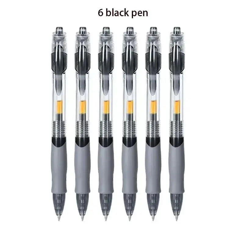 0.5mm Retractable Gel Pens Set Black/Red/Blue Ink Ballpoint For Writing Refills Office Accessories School Supplies Stationery Zpaxo 6 Black pen