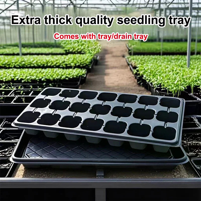 10Pcs Seedling Trays Plastic Gardening Germination Trays Black Seedling Container Garden Supplies For Vegetable Flower Zpaxo