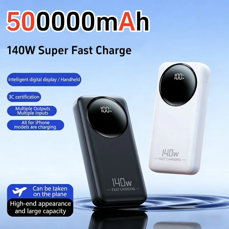 5000000mAh Power Bank 140W Super Fast Charging Powerbank Portable External Battery Charger for iPhone Huawei Samsung Zpaxo