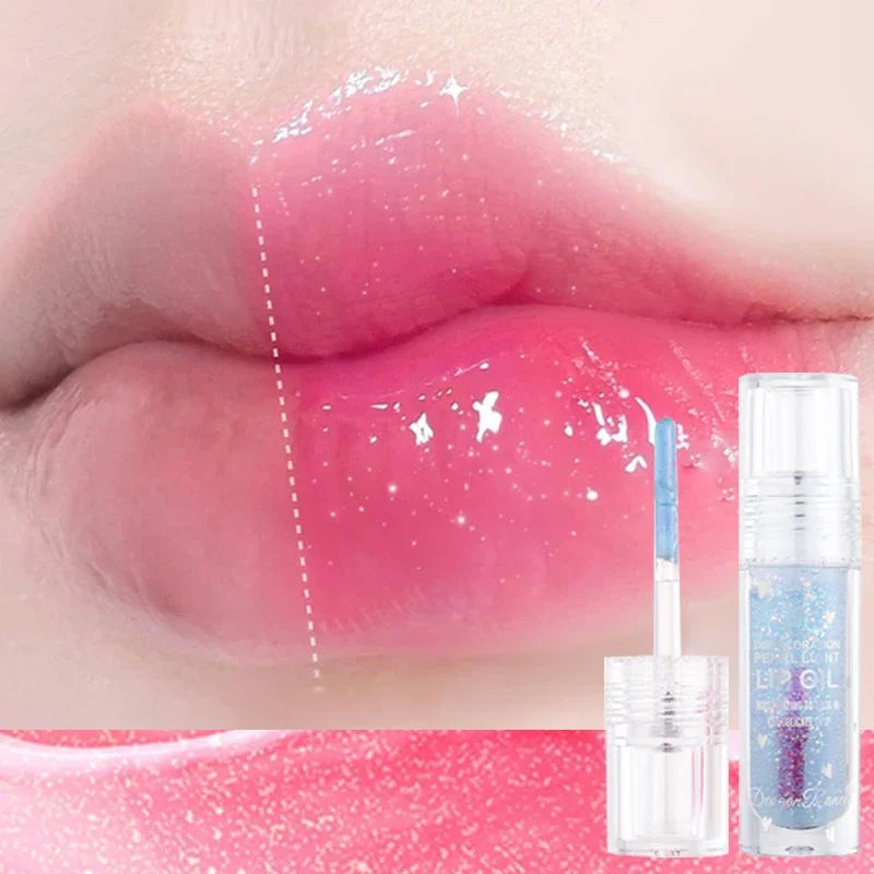 Transparent Glitter Lip Gloss Water-glossy Mirror Lip Glaze Moisturizing Color Changing Lip Oil Plump Crystal Jelly Lipgloss Zpaxo