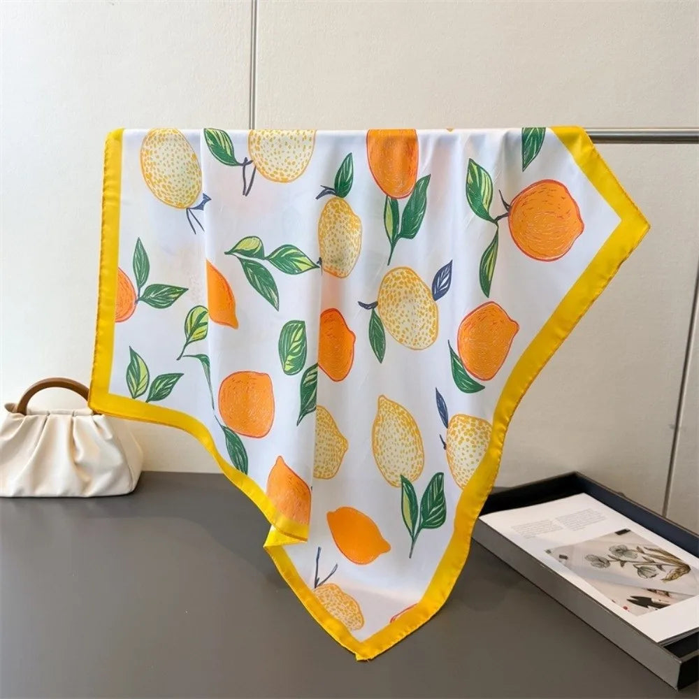 Fashion Printed Imitation Silk Scarf Square Lightweight Neckerchief Soft Headscarf Beach Travel Zpaxo