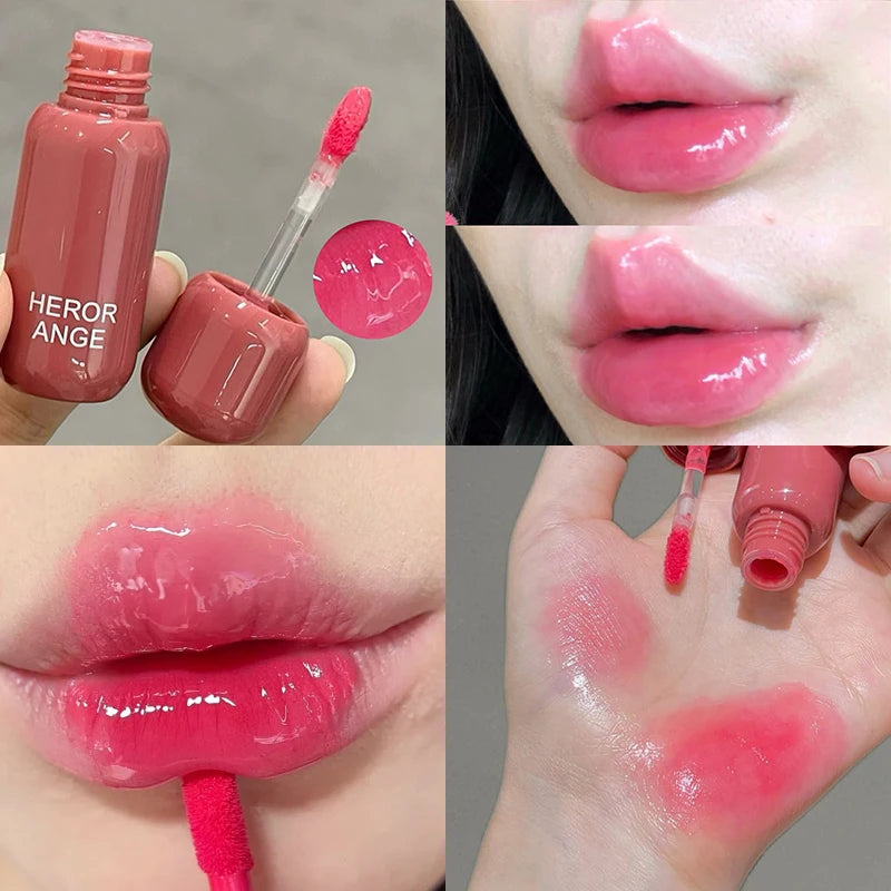 Cherry Blossom Pink Lip Gloss Lasting Non-greasy Moisturizing Water Light Mirror Lip Glaze Liquid Lipstick Clear Tint Makeup Zpaxo