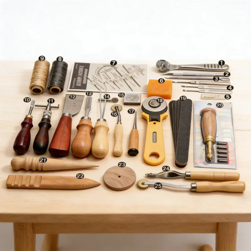Leather Sewing Kit with Awl Hand Sewing Stitching Needles Thread Leather Craft Tool Kit for Shoes Sofa Tent Carpet Zpaxo