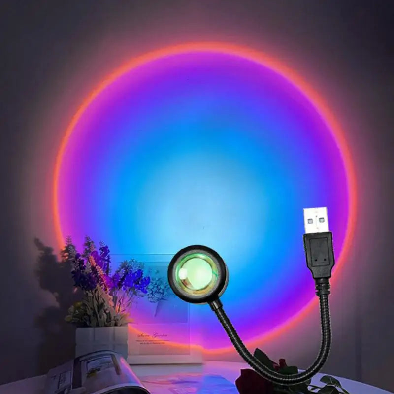 LED USB Sunset Mood Lamp RGB Projector Neon Night Light Living Room Zpaxo Purple
