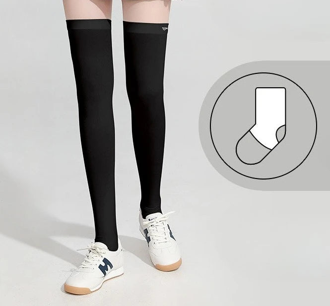 Summer Ice Silk Sunscreen High Tube Socks for Children's Golf Sports Breathable Non Slip Long Socks for Slimming Beautiful Legs Zpaxo Foot Pants Black OnlySize