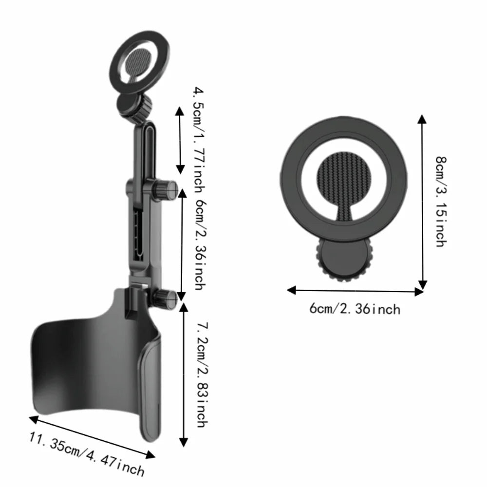 2-in-1 Magnetic Car Cup Holder Adjustable Long Arm Hands-Free Magnetic Car Phone Holder Quick Installation Strong Magnet Zpaxo