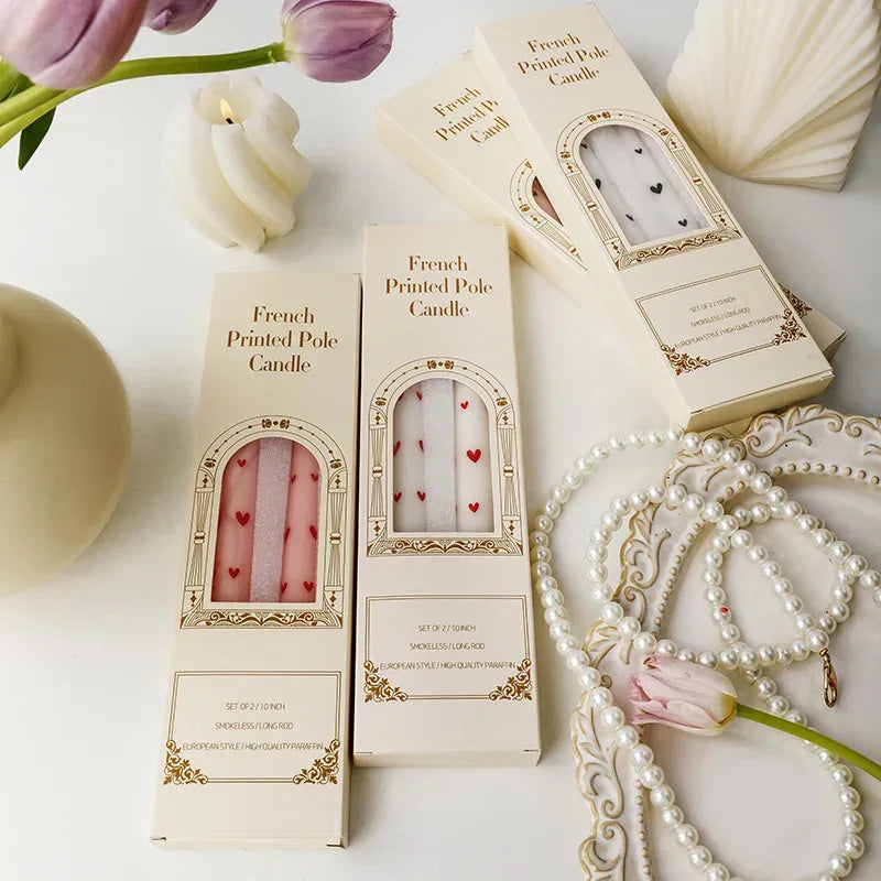 Long Pole Printed Candles Wholesale Smokeless Column Wax Romantic