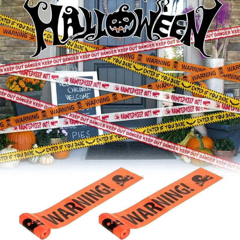 Halloween Warning Caution Tape Fake Blood Splatter Danger Barrier