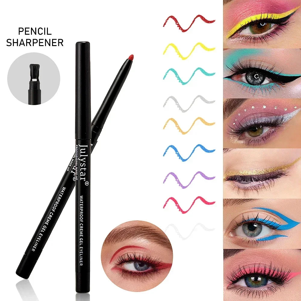 Colorful Eyeliner Lip Liner Gel Pencil No Smudge Silver Black Pink Zpaxo