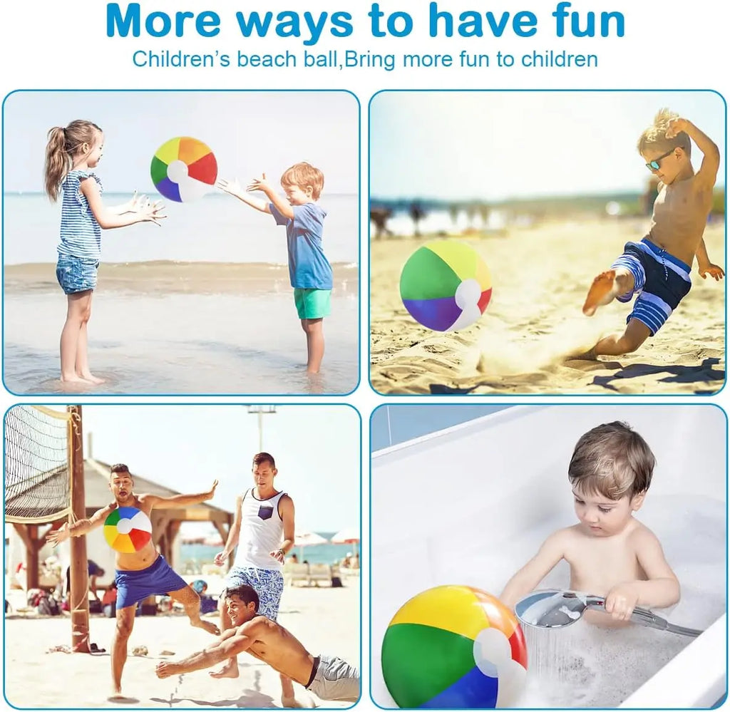 Summer Inflatable Beach Balls Rainbow Striped Pool Party Games Adults