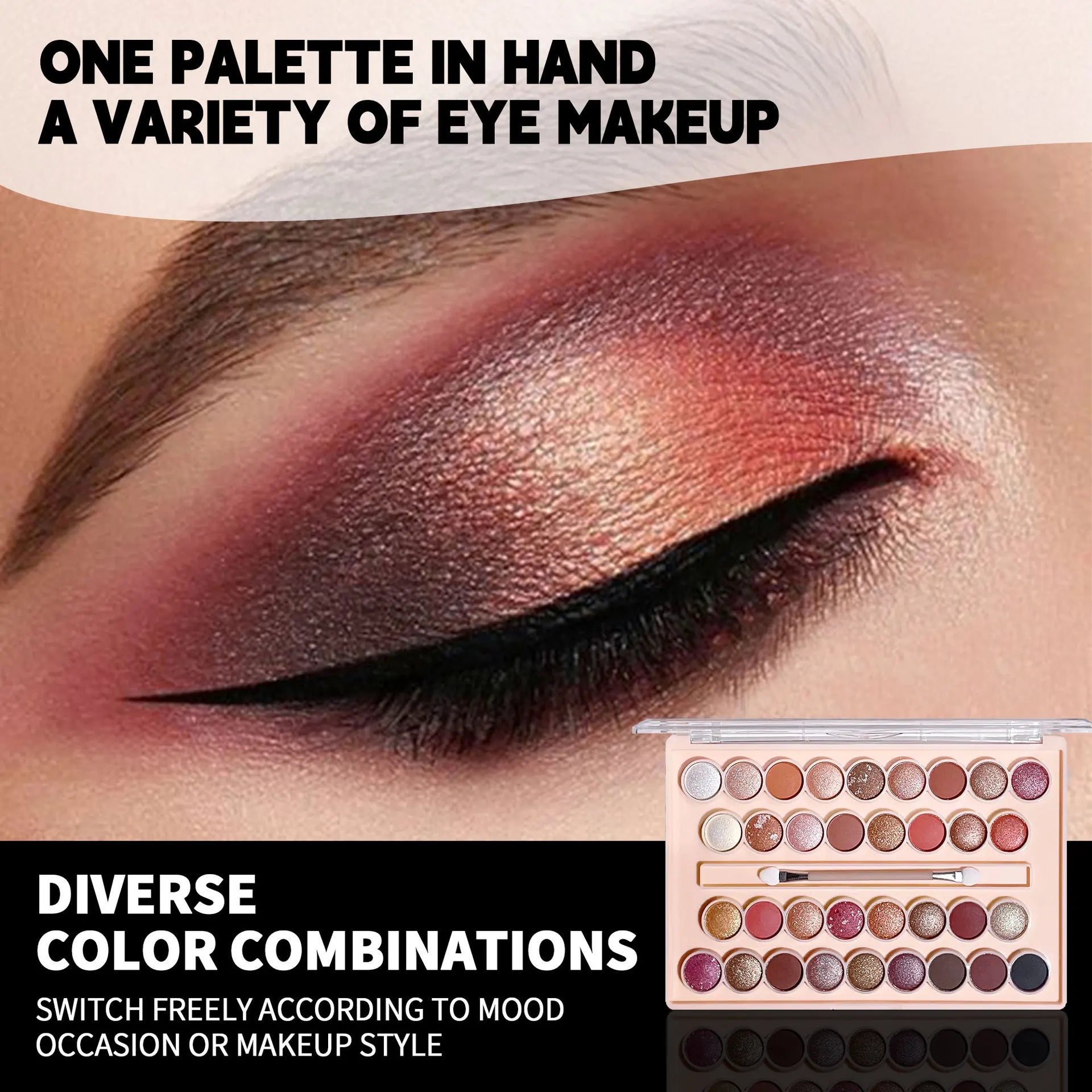 34 color eyeshadow palette with brush, matte shimmer Multicolor, High paint waterproof and Sweat resistant, Music Festival Hallo Zpaxo Eye shadow palette