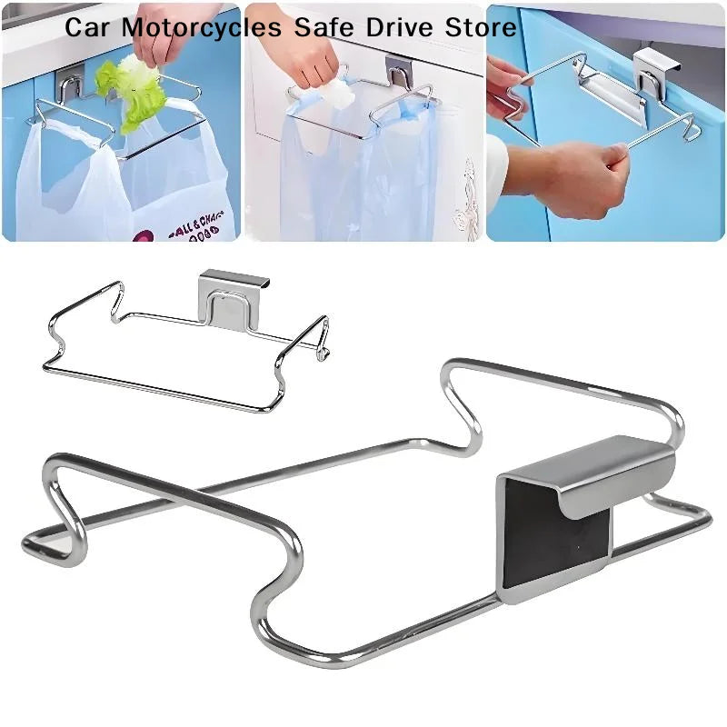 CMKitchen Trash Rack Cabinet Door Garbage Bags Holder Stainless Steel