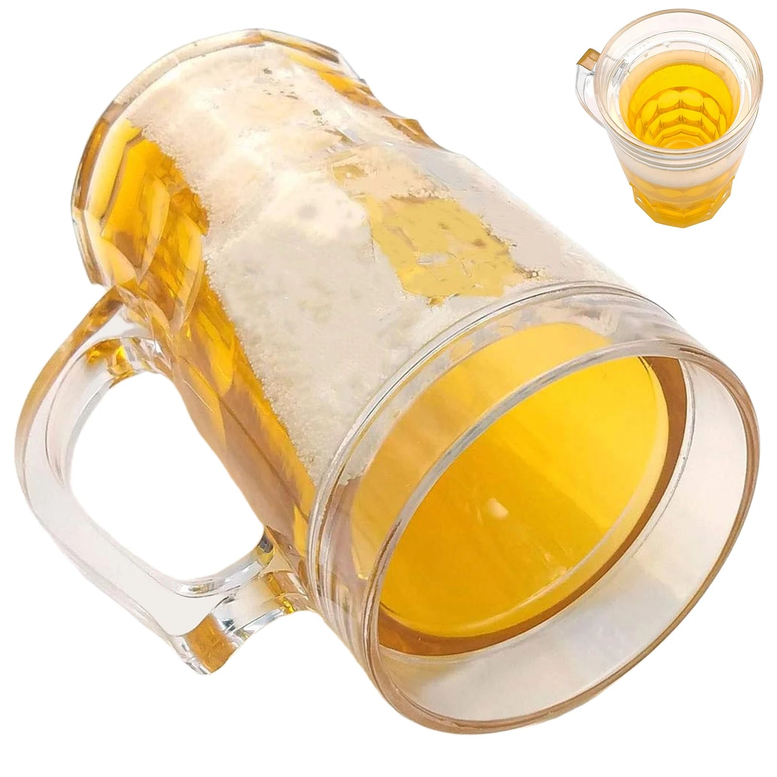 Fake Beer Mug Prank Cup – 450ml Transparent Novelty Glass Novelty Prank Cup Zpaxo