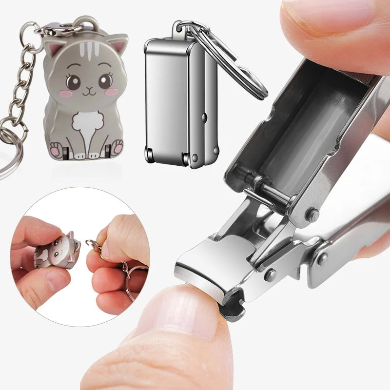 1pcs Exquisite Cat Nail Clippers Keychain Cute Foldable Nail Cutter Portable Stainless Steel Nail Clippers Manicure Trimmer Zpaxo