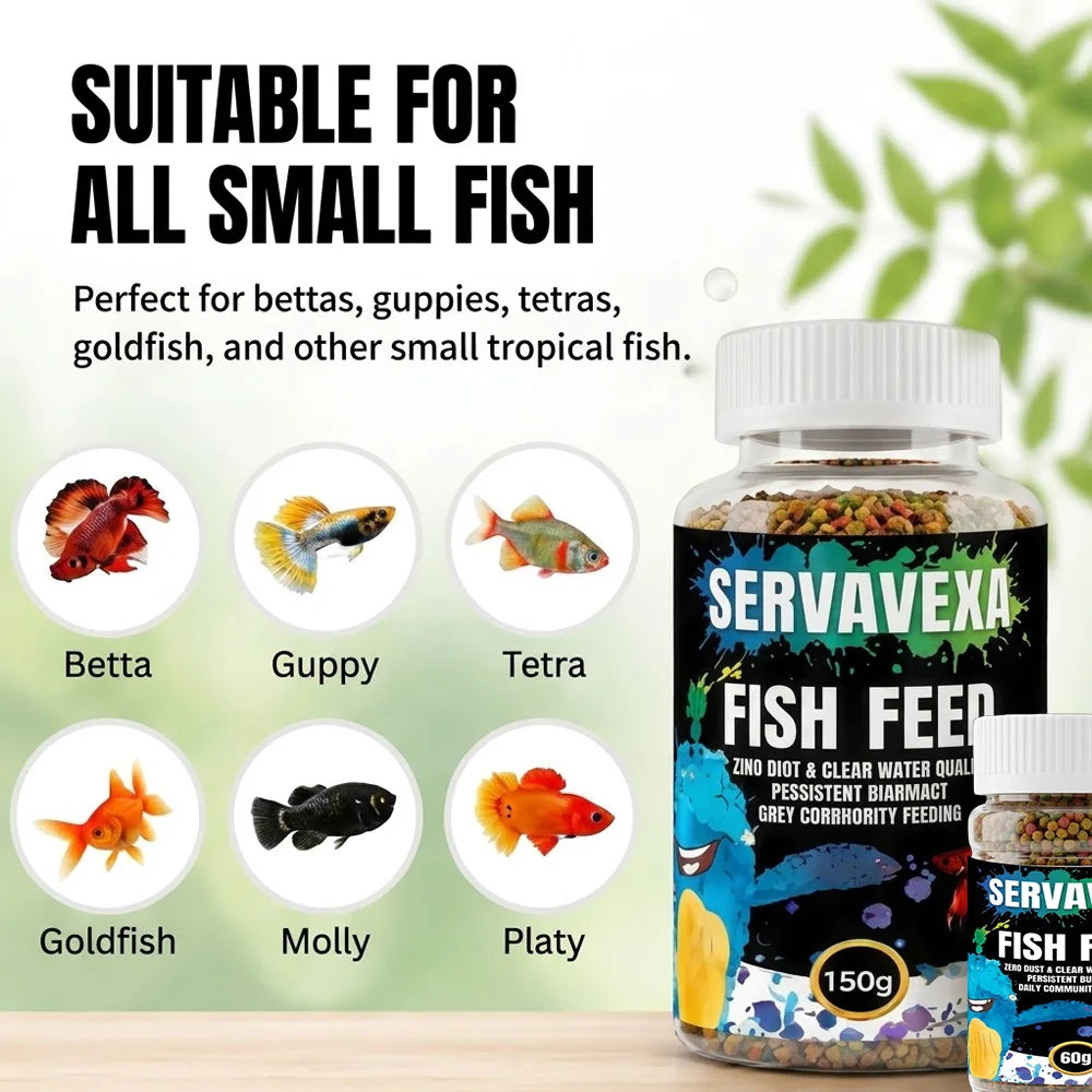 60g/150g Small Tropical Fish Food 0.5-1.5mm Micro Pellets Clear Water Zero Dust Aquarium Nutrition Feed for Guppy Tetra Betta Zpaxo