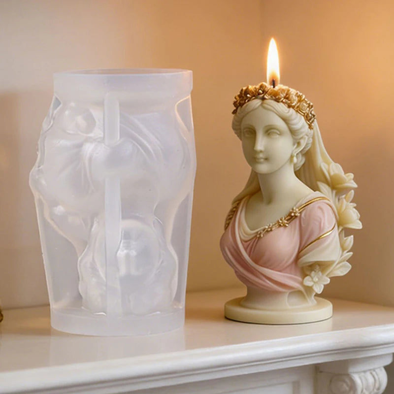 3D Human Sculpture Candle Silicone Mold Religious Virgin Angel Fairy Goddess Warrior Figure Aroma Soap Wax Craft Mold Home Decor Zpaxo