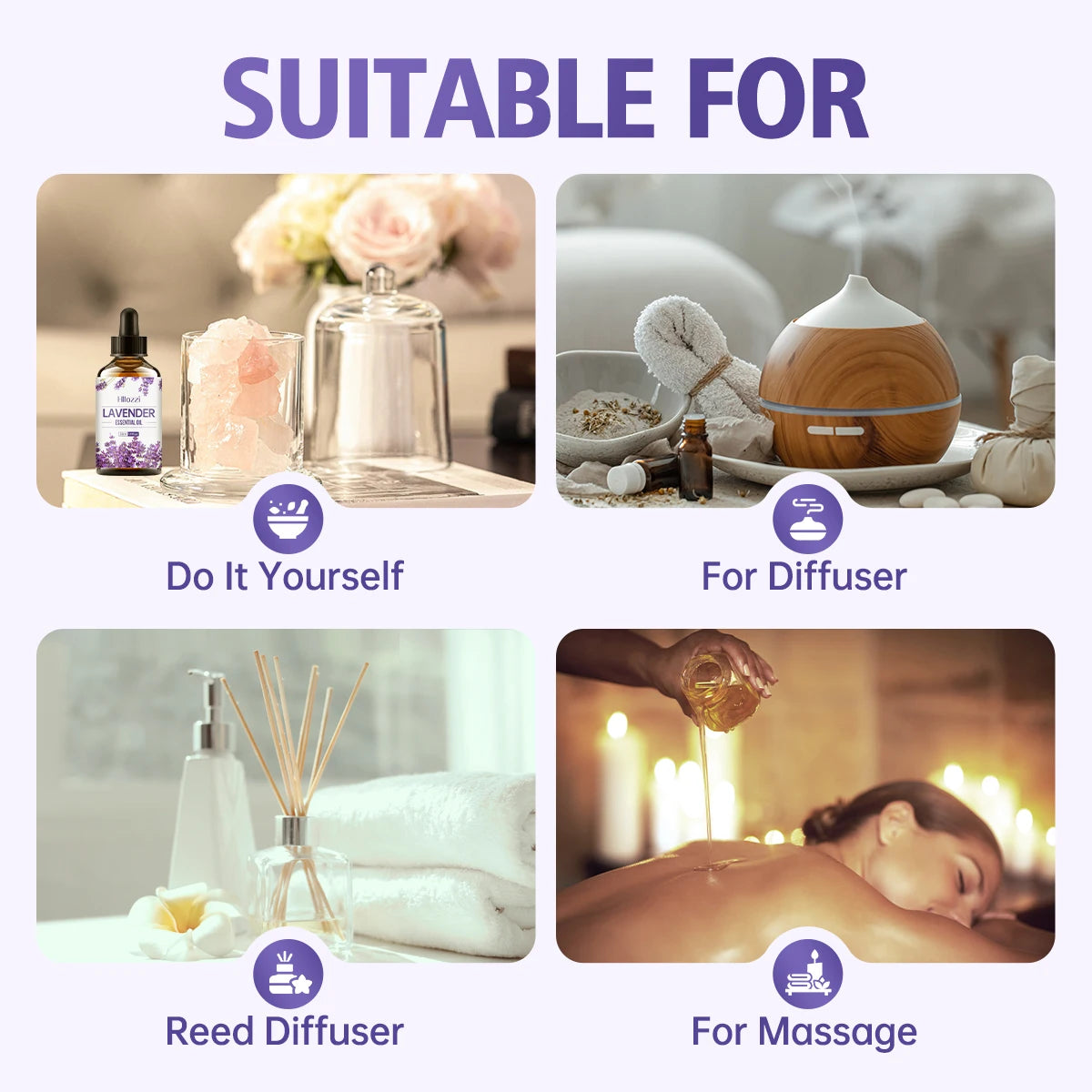100ml/60ml/30ml/Lavender essential oil humidifier aroma diffuser multifunctional essential oil multi-purpose moisturizing Zpaxo