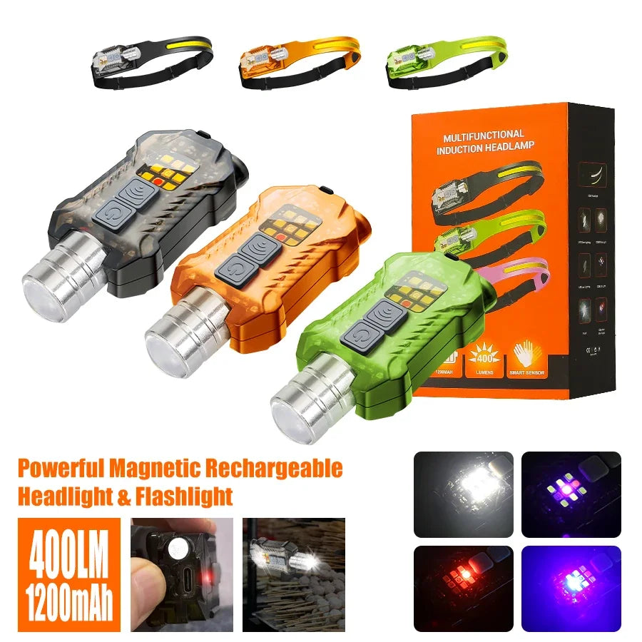 BALDR COB LED Headlamp USB Rechargeable 9 Modes IP65