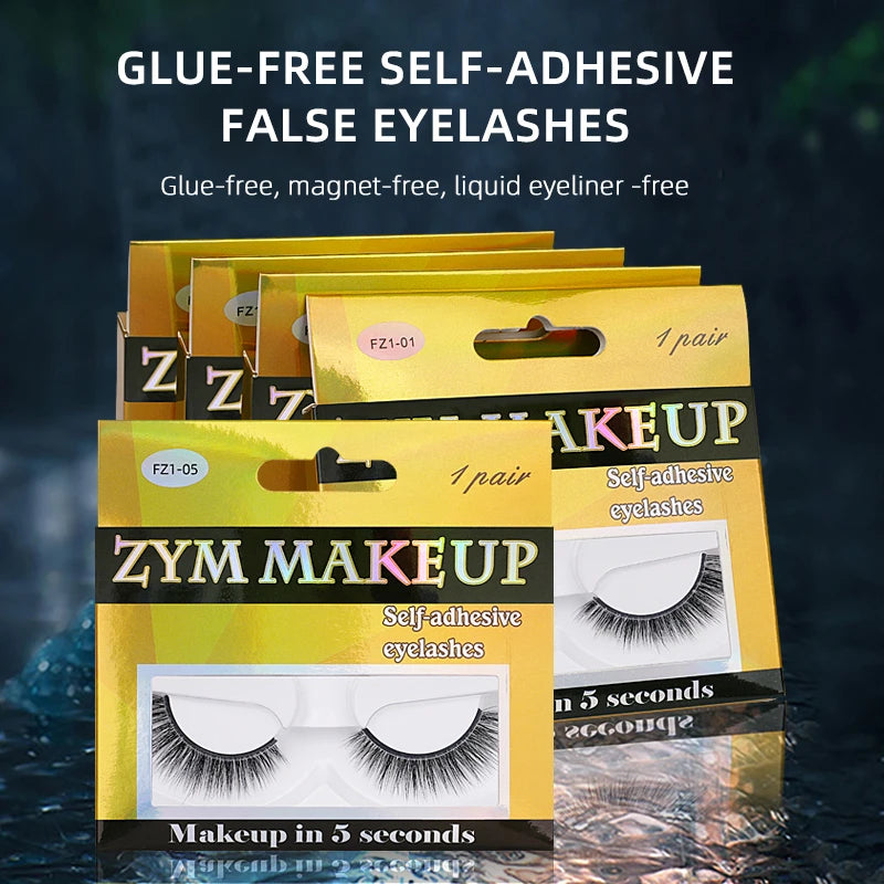 1Pair Glue Free Mink Eyelashes No Residue On The Skin 3D False Eyelashes Reusable Natural Long Eyelash Makeup Self-adhesive Zpaxo