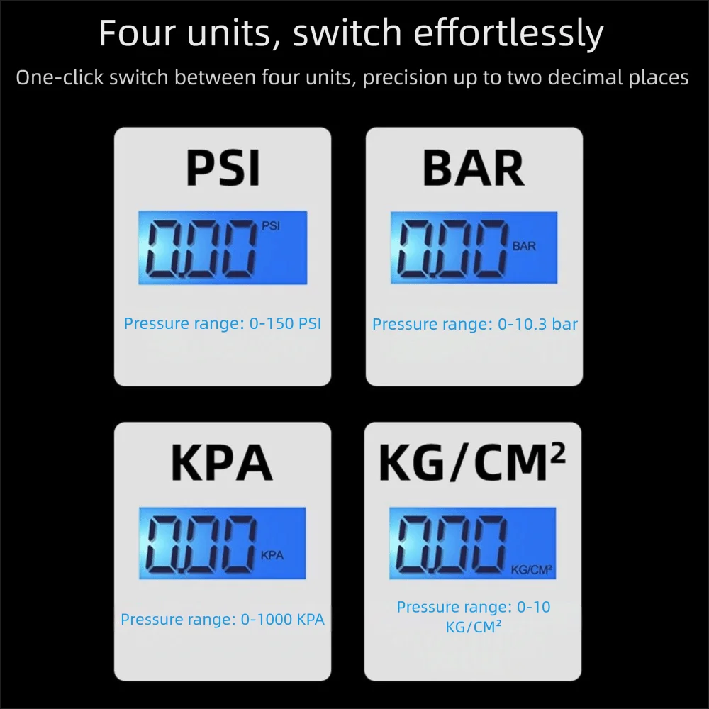 Precision Digital Tire Pressure Gauge 0-10 Bar Range Backlight Zpaxo