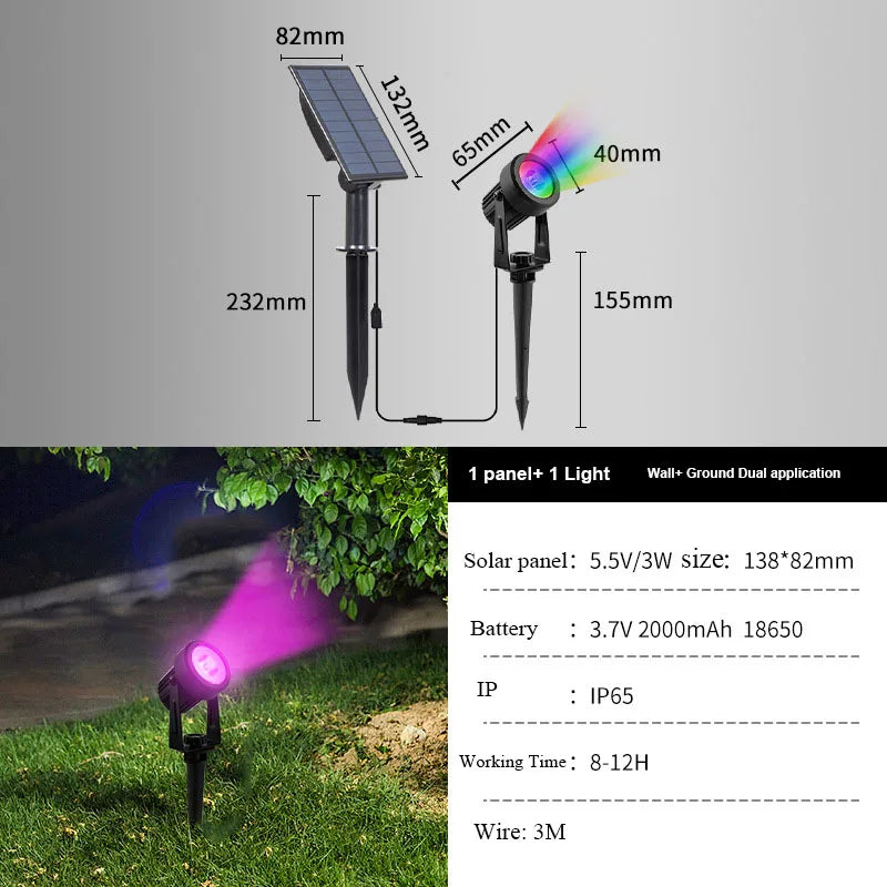 Enhanced Colorful Solar Spotlights Outdoor Garden Yard Tree Spike Zpaxo 1 To 1 Warm