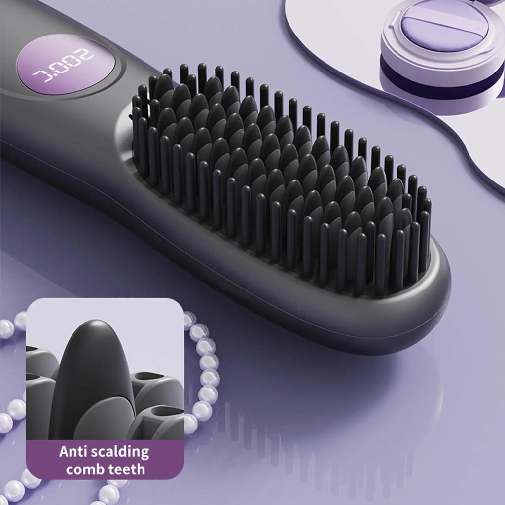 Cordless USB Rechargeable Ceramic Hair Straightener Comb | Travel Hair Straightener Comb Zpaxo