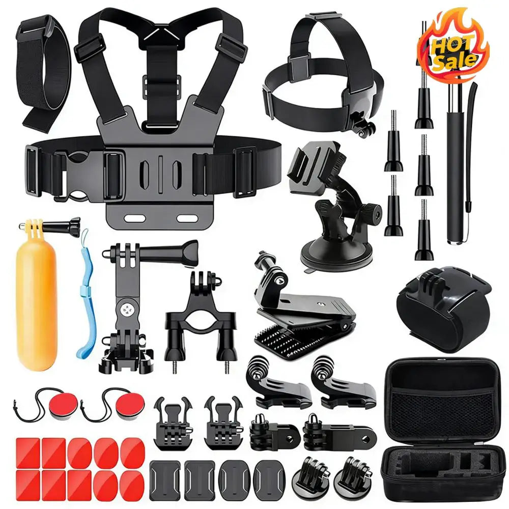Essential Accessories Kit Compatible for GoPro 13/12/11/10/ 9 Accessories Kit Pack with Head Chest Wrist Strap+Bike Mount Zpaxo