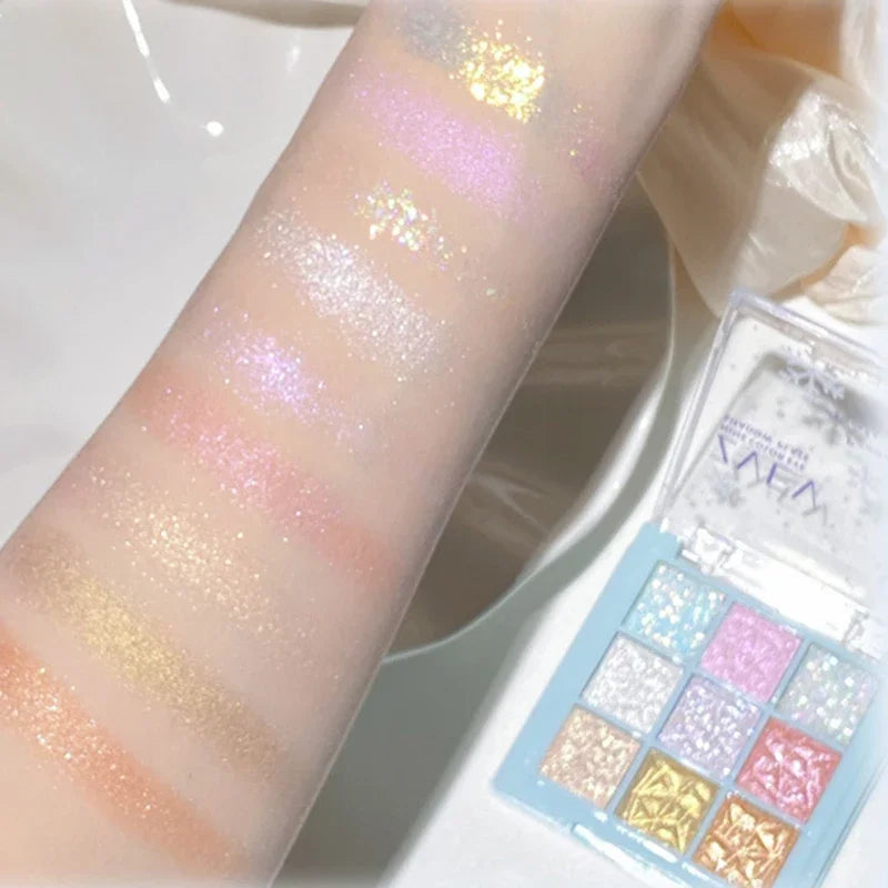 Dream Girl Eyeshadow Palette 9 Colors Snowflake Shimmer Matte Highlights Cool Tone Eye Shadow Korean Make-up Women Cosmetic Zpaxo