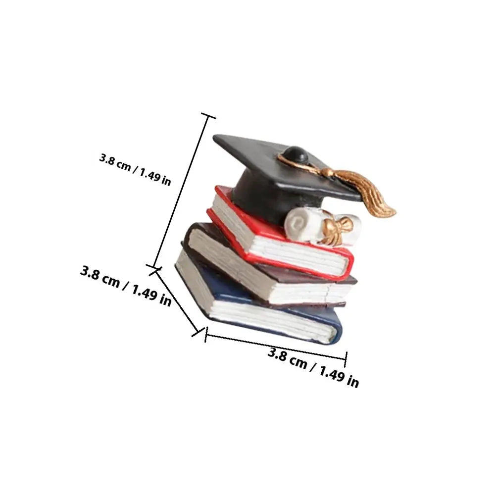 Graduation Cake Toppers Doctoral Cap Stacked Books Academic Theme