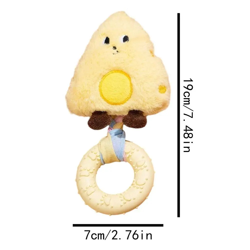Dog Squeak Toy Cheese Shaped Plush Sounding Puppy Teething Chew Small Zpaxo A