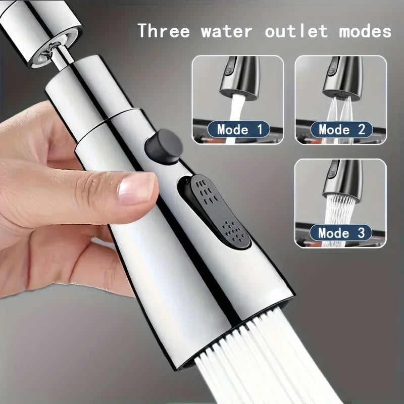360° Rotating Faucet Extender – 3-Mode Metal Alloy Spray Head