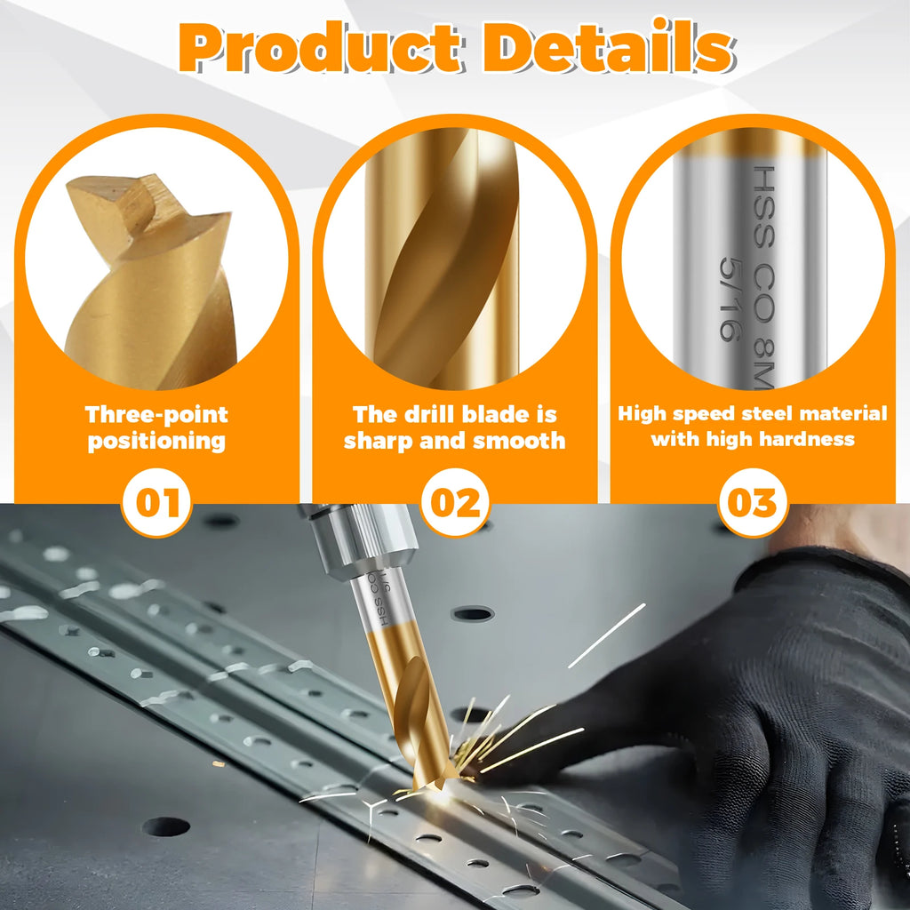 5Pcs Cobalt Spot Weld Drill Bit Set Kit Diameter 5/16-inch (8mm) High Speed Cobalt Steel Weld Cutter Drill Bit Weld Removal Tool Zpaxo