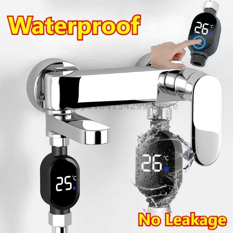 Black Bathroom Led Display 0℃~99℃ Home Water Shower Thermometer Water Accurate Temperature Measurement Meter Bathroom Zpaxo