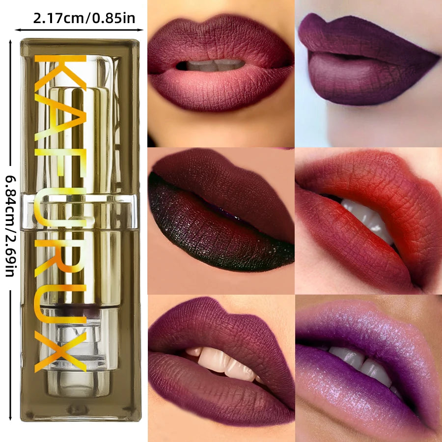 Two Tone Glitter Matte Lipstick Purple Black Lip Stick Discolocration
