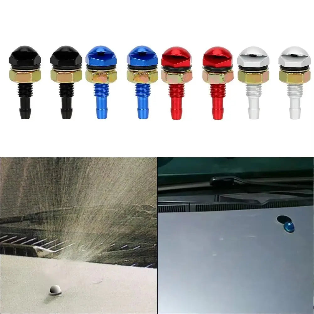 2pcs Fan-Shaped Windshield Washer Nozzle Universal Fit Aluminum Alloy Water Sprayer Adjustable Outlet Durable Washer Sprayer Zpaxo