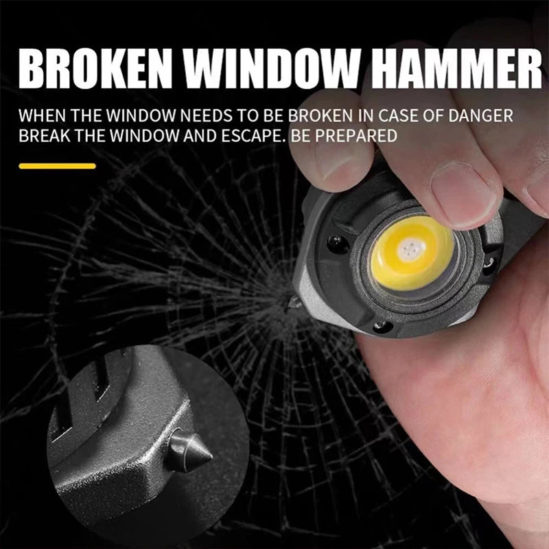 Mini COB Keychain Flashlight 7 Modes + Emergency Tool Set Keychain Flashlight Zpaxo
