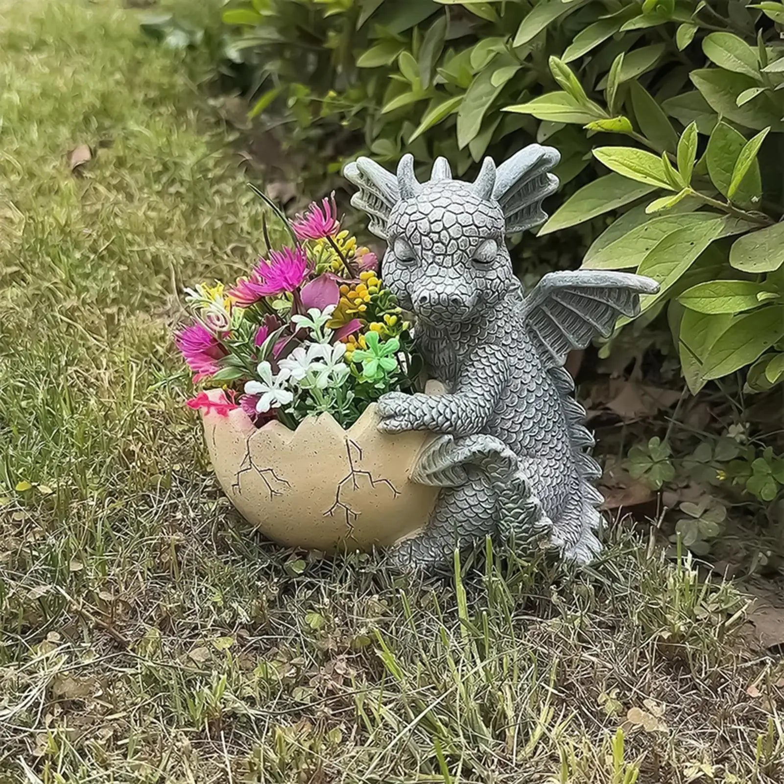 Dragon Planter Eggshell Planter Resin Plant Pots Indoor for Outdoor Window Garden Balcony Desk Nursery Gardening Lovers Zpaxo