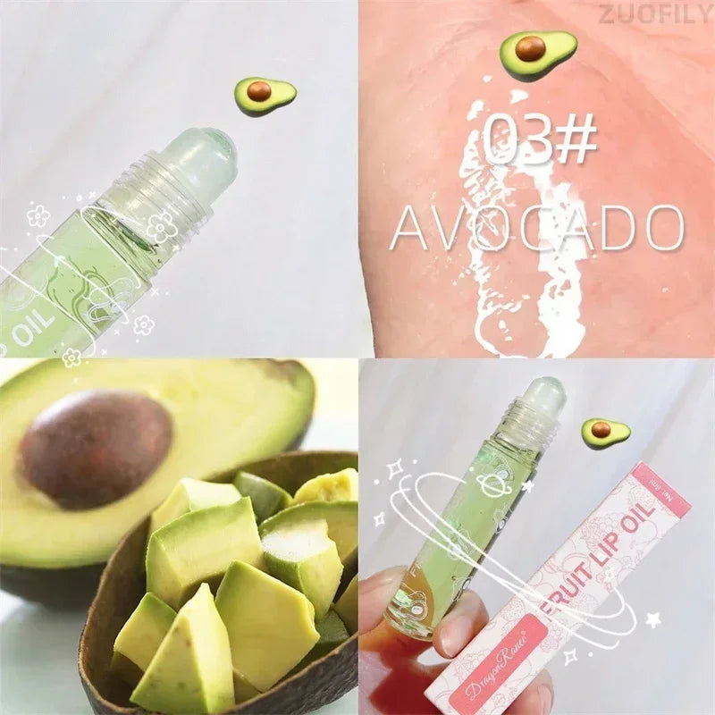 6 Colors Fruit Essence Lip Balm Roll-on Lip Oil Moisturizing Mirror Lipstick Transparent Hydrating Lip Gloss Long-Lasting Shine Zpaxo 03