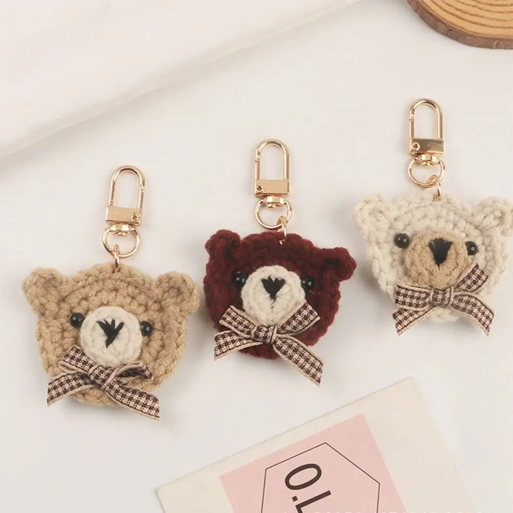 Lovely Car Accessory Bow Tie Bear Girl Gift Knitting Wool Bag Pendant Girls Key Chain Korean Style Key Chain Schoolbag Pendant Zpaxo