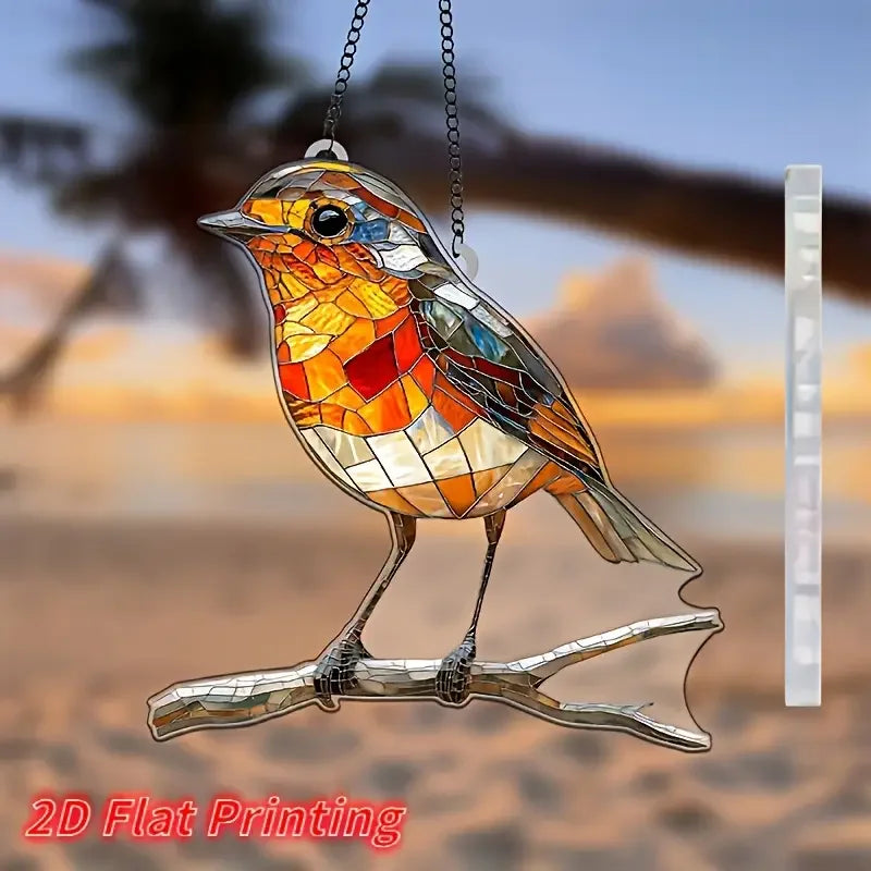 2D Flat Acrylic Robin Sun Catcher (8"x8") - Wall Decor for Kitchen, Farmhouse, Garden - Perfect Gift for Bird & Animal Lovers Zpaxo 1pc