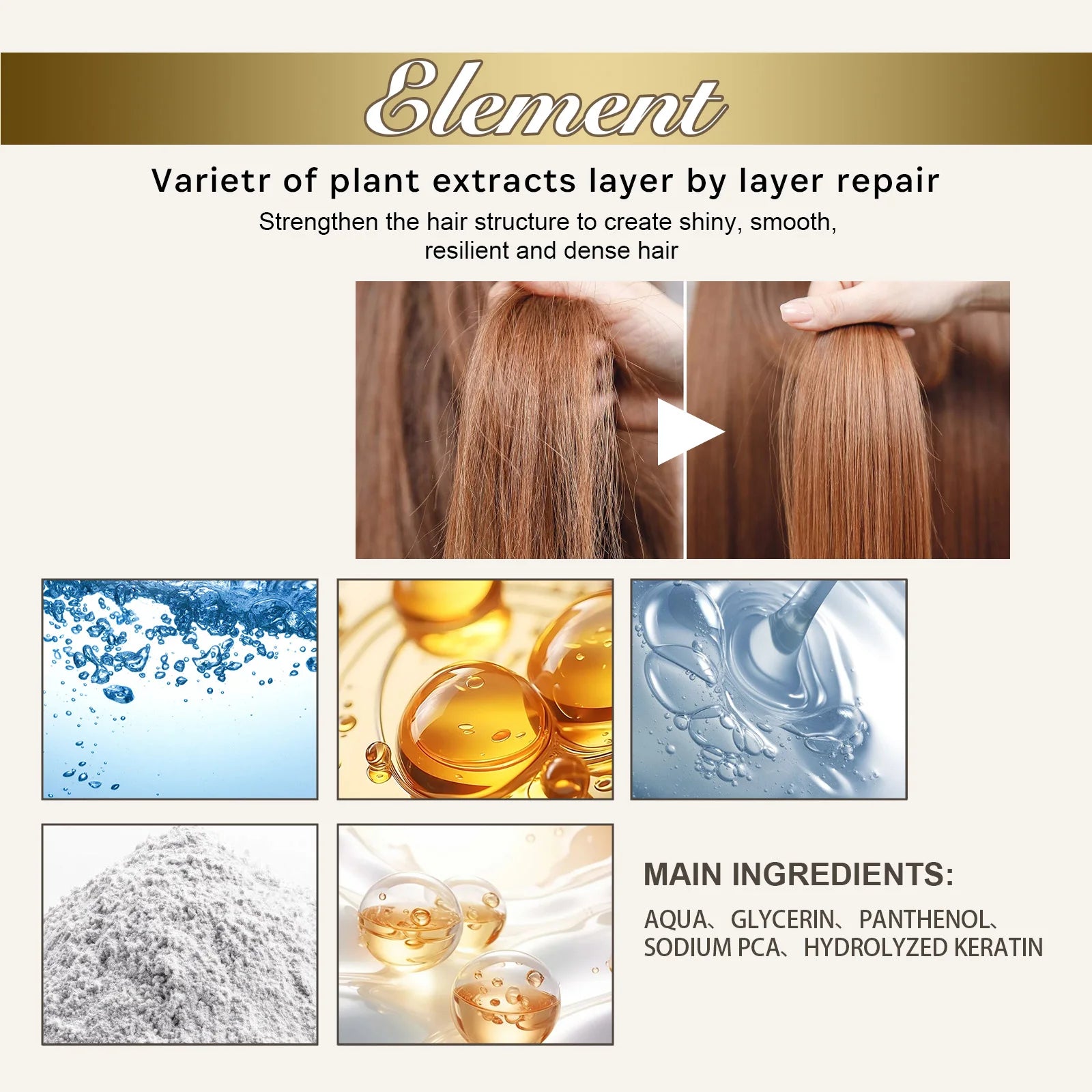 EELHOE Keratin Hair Growth Serum Natural Repair Essence Spray for Dry Curly Hair Hydrate Smooth Frizz Control Growing Hair Care Zpaxo