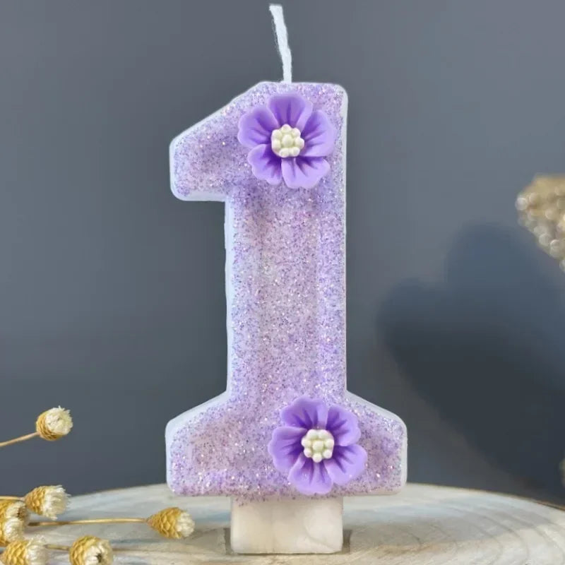 3D Purple Flower Number Cake Candles | Birthday Party Decor Number Cake Candles Zpaxo 1