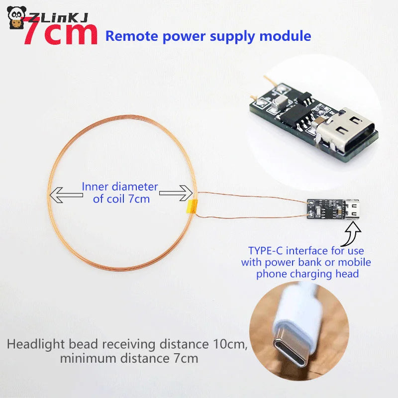 ▶5Pcs DC 5V Wireless Power Supply Transmitter Coil USB Wireless Receiver LED Light Induction Lamp Toys Model Robots Sand Table Zpaxo