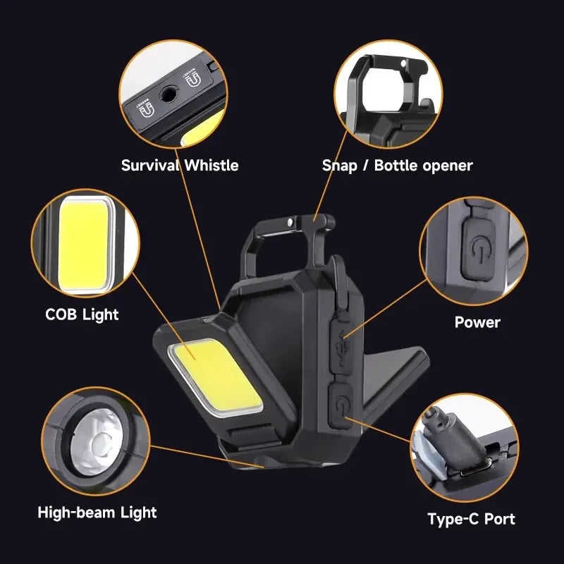 ESMARTER COB Keychain LED Work Light – 800 Lm, 5 Modes, USB-C