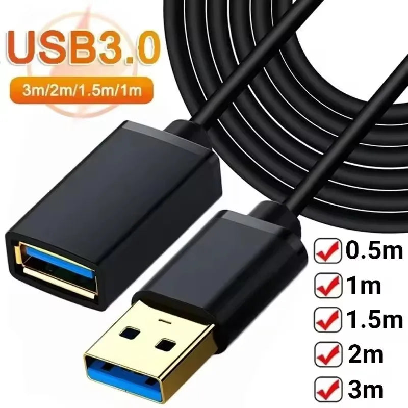 High Speed USB 3.0 Extension Cable 3/2/1M Data Sync Extender Cord for Smart TV PS4 Xbox - Fast Transfer USB 3.0 Cable Zpaxo