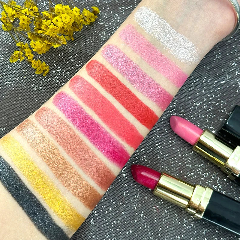 Pearlescent Glitter Lipstick Metallic Waterproof Long Lasting Matte Zpaxo