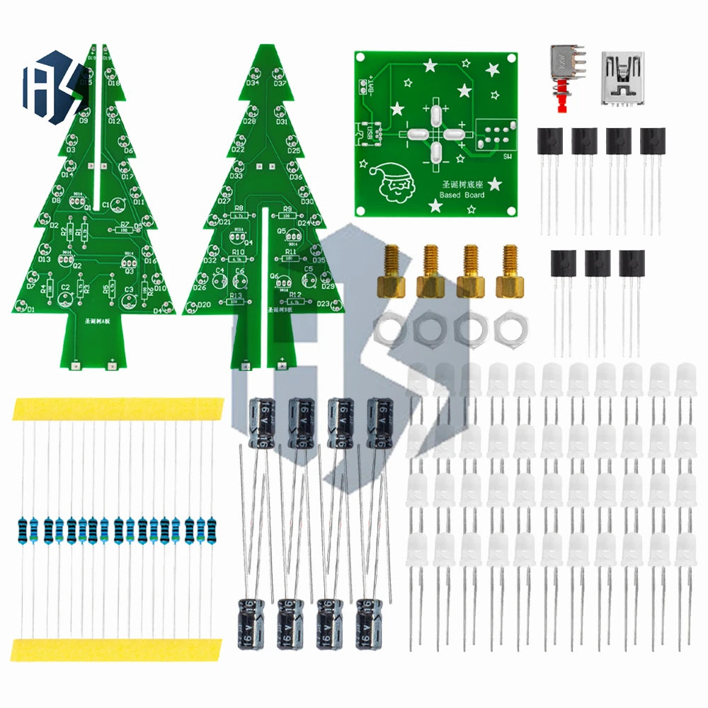 Colorful Flashing LED 3D Christmas Tree Kit (1/5 PCS): DIY Electronic Circuit with Red/Green/Yellow Lights Zpaxo
