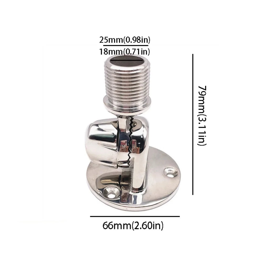 316 Stainless Steel Ratchet Antenna Mount 25mm Diameter Adjustable Design Boat Antenna Mount Round Base Ratchet Mechanism Zpaxo 25mm-0.98in