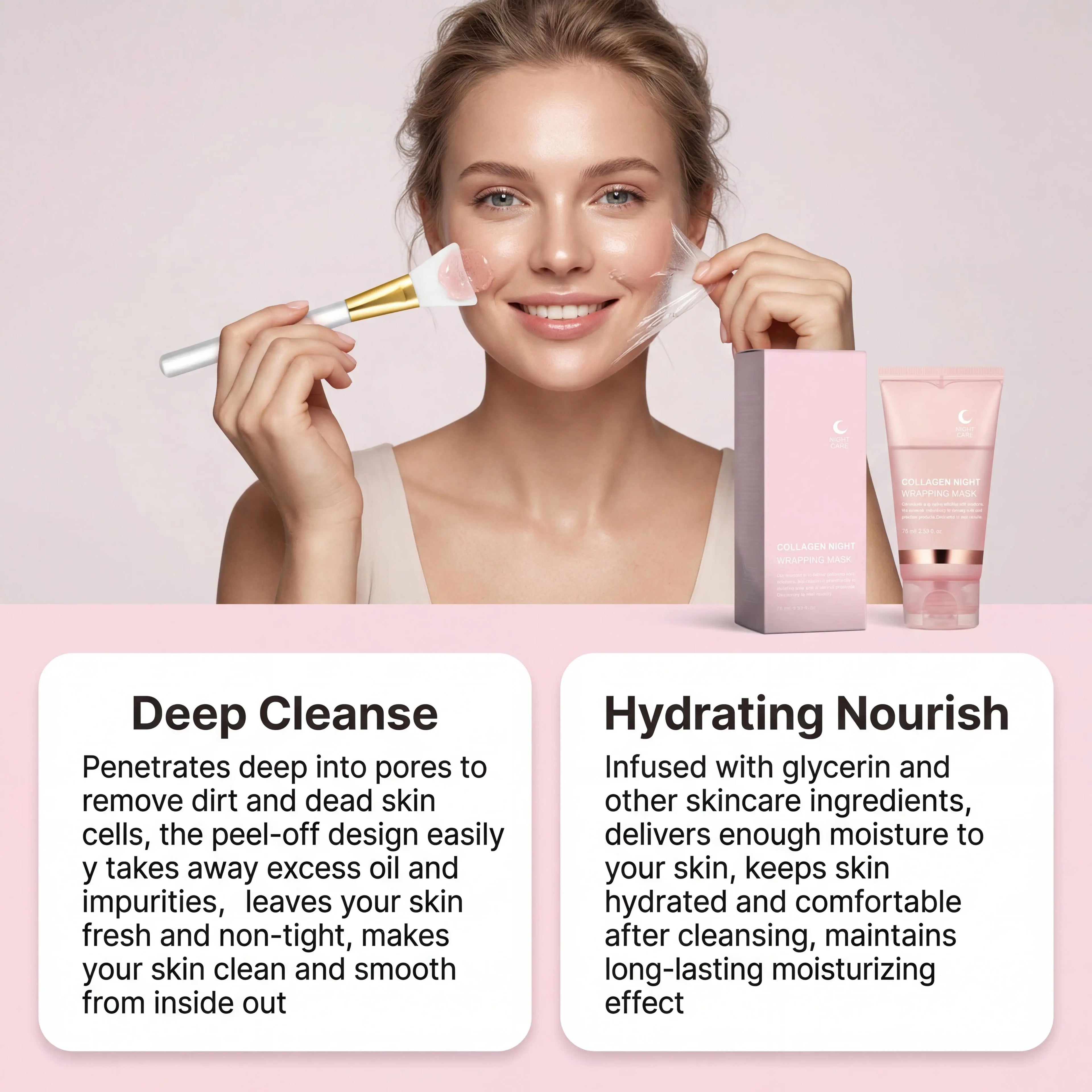 Collagen Peel-Off Facial Mask – Hydrating Night Skincare Set Peel-Off Face Mask Zpaxo